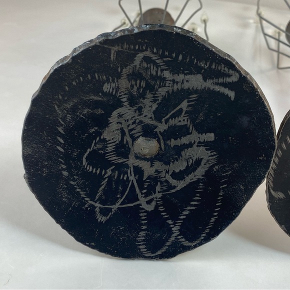 Hand Forged Iron Taper Candle Holders with Glass Elements Modern Scandi Style - Picture 11 of 15